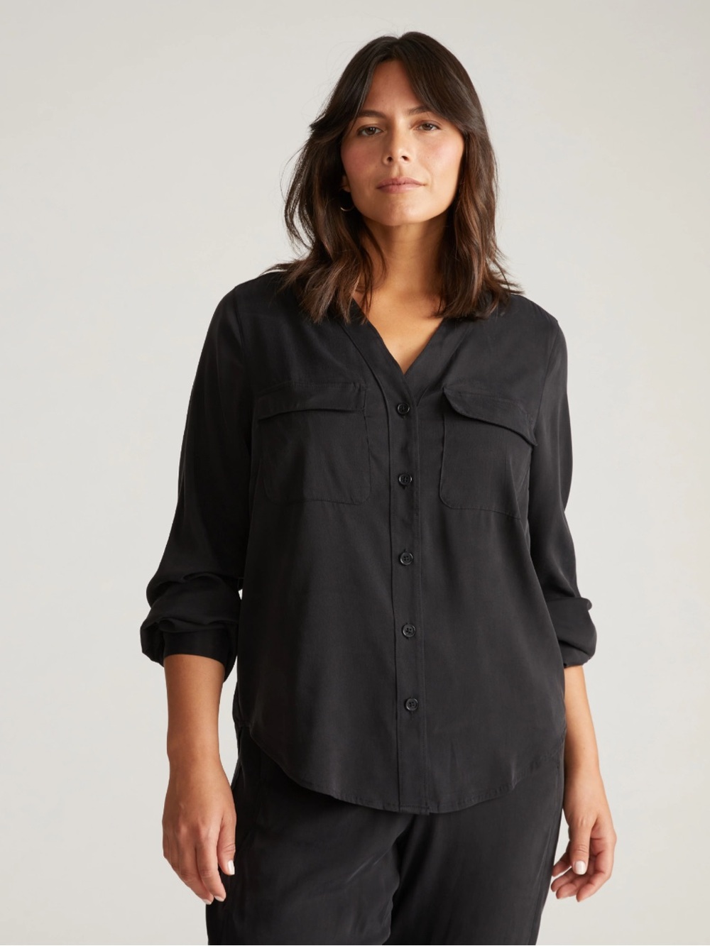 Wilfred Black Button-Down Blouse